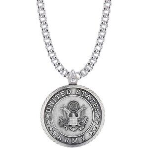 Sterling Silver  Army Service Medal with St Michael Patron Saint Archangel Penda